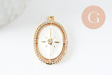 Pendentif étoile du nord zircons laiton doré 18k 25.5mm, sans nickel, création de bijoux, pendentif chanceux, x1 (G5959)