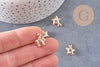 Pendentif étoile fer doré cristal zircon 14mm, x10 (G10552)