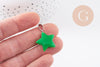 Pendentif étoile jade naturel vert acier inoxydable platine 22mm, x1 (G10072)