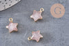 Pendentif étoile jade rose facette,pendentif bijoux, jade naturel, pendentif étoile pierre,17mm, x1 (G3948)