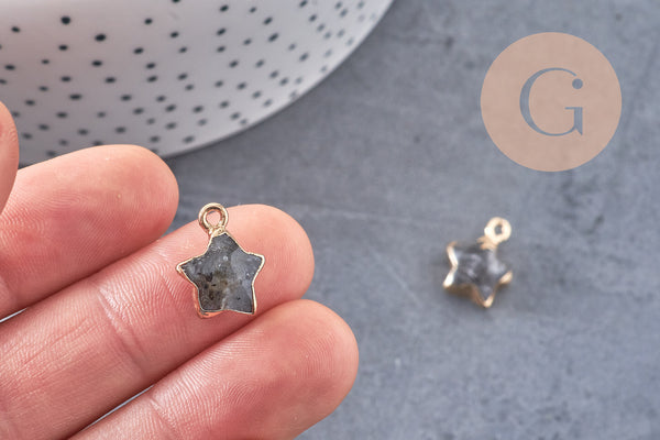 Pendentif étoile labradorite facettes, pendentif pierre, labradorite naturelle, pendentif étoile,17mm, x1 (G3944)