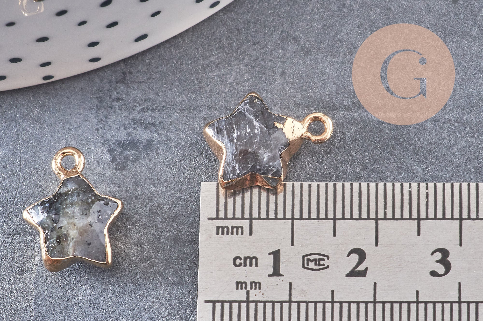 Pendentif étoile labradorite naturelle facettes 17mm, x1 (G3944)