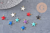 Pendentif étoile laiton brut émail multicolore 10.5mm, x10 (G3274)