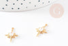 Pendentif étoile laiton doré 18K zircon, pendentif doré,porte-bonheur,bijou constellation,création bijoux,21.5mm, x1 G5246