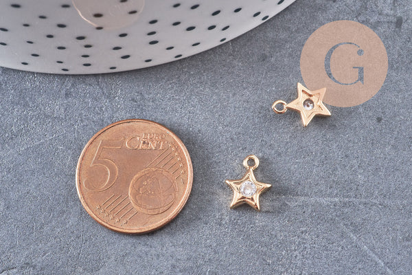 Pendentif étoile laiton doré cristal zircon 10.5mm, x1 G5683