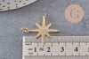 Pendentif étoile laiton doré cristal zircon 25mm, x1 (G0476)