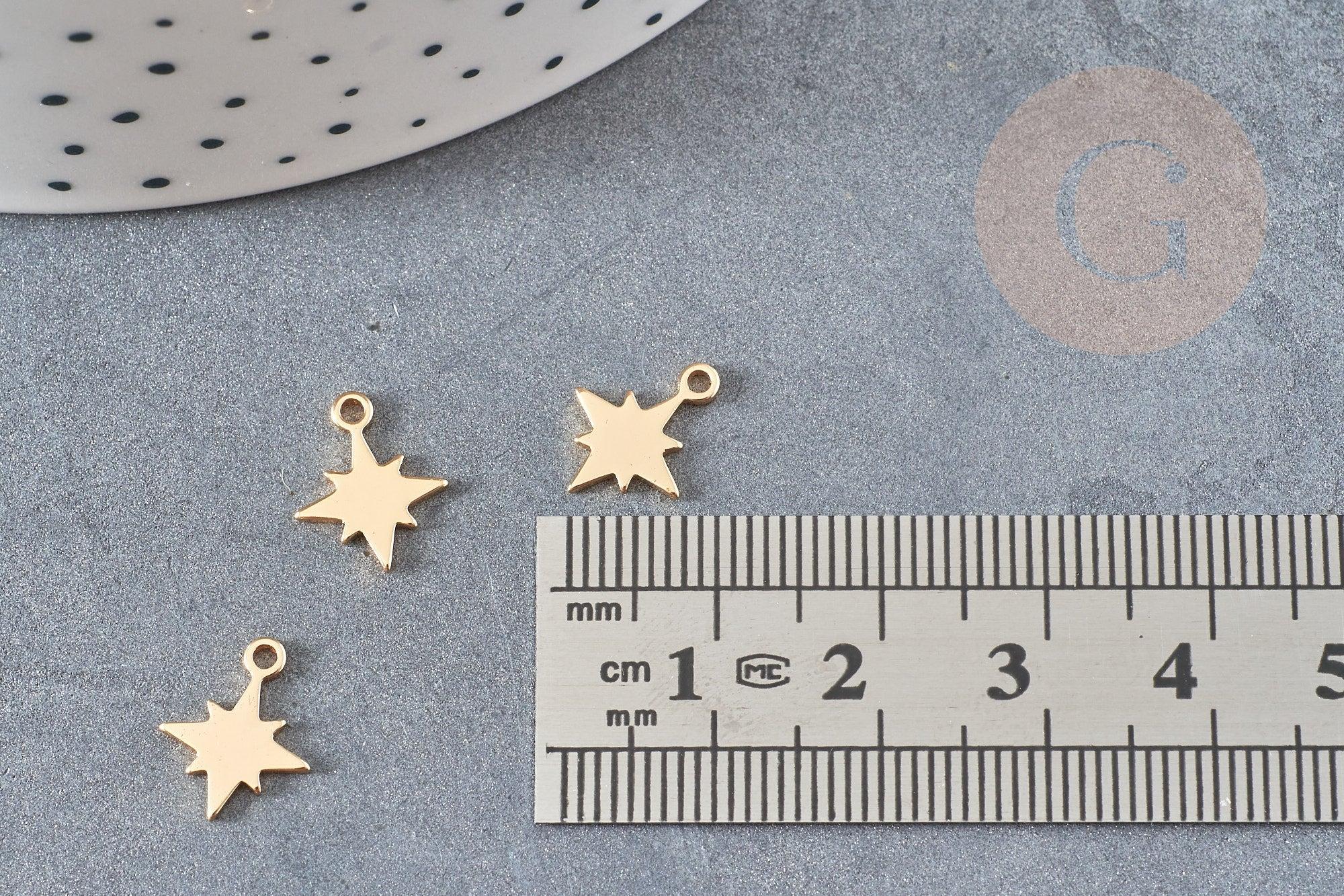 Pendentif étoile polaire acier 304 inoxydable doré IP 11.5mm, x2 (G6326)