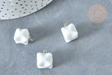 Pendentif étoile porcelaine blanc doré laiton platine 14.5mm, pendentif pour fabrication bijoux, x1 (G8184)