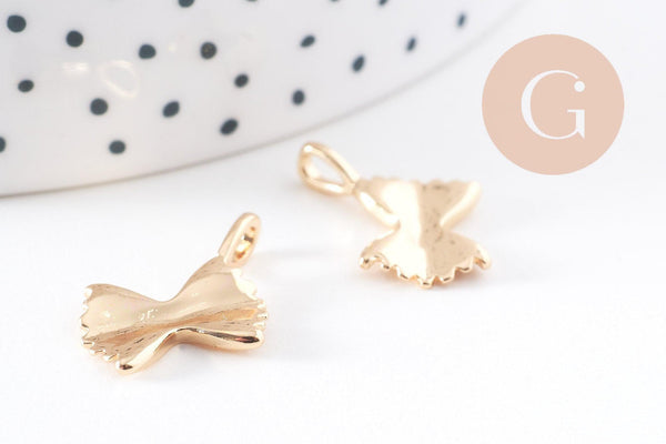 Pendentif farfalle pâte papillon laiton doré 18k 17mm, x1 (G10232)