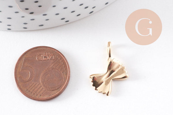 Pendentif farfalle pâte papillon laiton doré 18k 17mm, x1 (G10232)