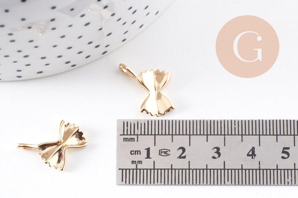 Pendentif farfalle pâte papillon laiton doré 18k 17mm, x1 (G10232)