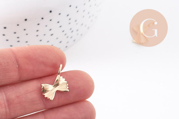 Pendentif farfalle pâte papillon laiton doré 18k 17mm, x1 (G10232)