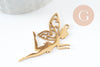 Pendentif fée clochette d'ange acier 201 inoxydable doré 41mm, x1 (G9732)