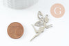 Pendentif fée clochette d'ange acier 201 inoxydable platine 41mm, x1 (G9803)