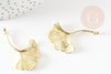 Pendentif feuille Ginkgo laiton brut 43mm, breloque laiton brut pour création bijou nature x1 (G9266)