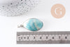 Pendentif feuille amazonite naturelle laiton platine ou doré 34-46mm, x1 (G10927)