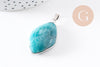 Pendentif feuille amazonite naturelle laiton platine ou doré 34-46mm, x1 (G10927)