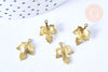 Pendentif feuille érable relief laiton brut 15x12mm, x5 (G6551)
