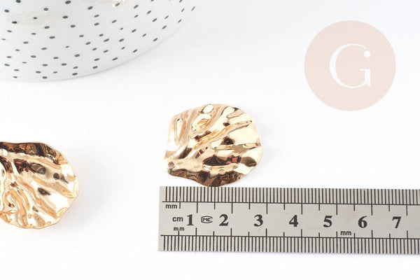 Pendentif feuille fer doré 30.5mm,bijou doré inspiration végétale sans nickel, x2 G3894