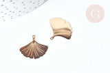 Pendentif feuille gingko laiton doré 22mm,sans nickel, création bijoux nature, x2 G8069