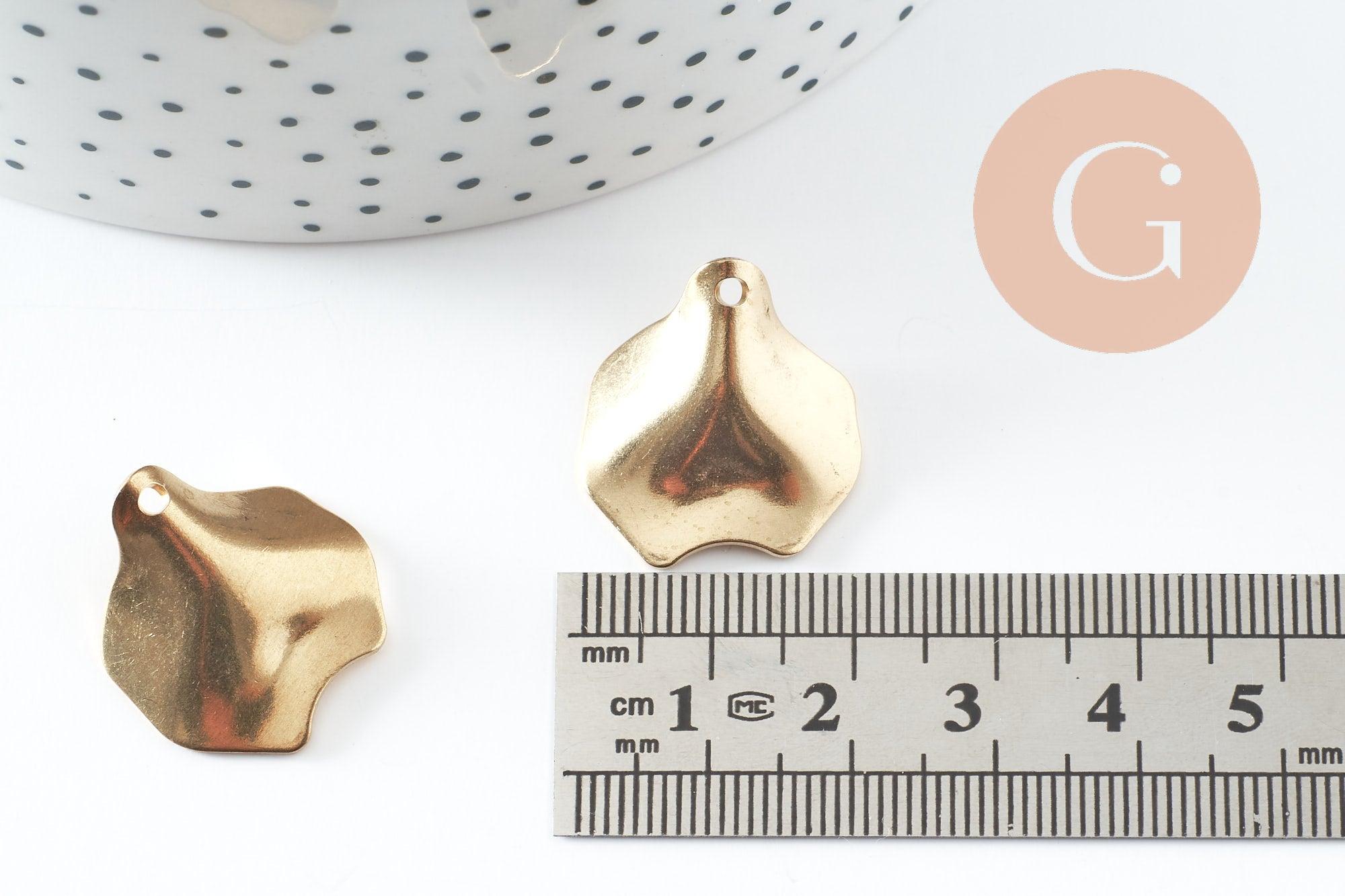 Pendentif feuille laiton, breloque laiton brut, feuille monstera, bijoux,pendentif laiton brut,,21.5mm, x2 (G3235)
