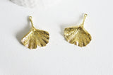 Pendentif feuille laiton brut 43mm, x1 (G0429)
