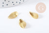 Pendentif feuille laiton doré 17.5mm, feuille dorée pour création bijoux, x2 (G10044)