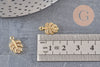 Pendentif feuille laiton doré zircon 14mm, X2 (G9840)