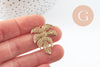 Pendentif feuille laiton,breloque laiton brut, bijou laiton,feuille monstera, bijoux,pendentif laiton brut,31mm, x2 (G0428)