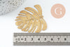 Pendentif feuille laiton,fourniture bijou,breloque laiton brut,bijou laiton,feuille monstera 45mm, x1 (G0917)