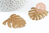 Pendentif feuille laiton,fourniture bijou,breloque laiton brut,bijou laiton,feuille monstera 45mm, x1 (G0917)