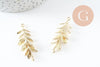 Pendentif feuille laurier laiton,breloque laiton brut, feuille laurier bijoux,pendentif laiton brut, 43mm, x2 (G0432)