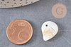 Pendentif feuille nacre blanche naturelle 17mm, x5 (G0909)