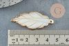 Pendentif feuille nacre naturelle support doré 34-45mm,création bijou nacre x1 (G3116)
