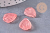 Pendentif feuille pétale verre rose corail 19mm, perles verre tchèque, perle végétale style art déco, x10 (G4191)