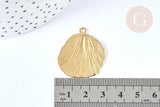 Pendentif feuille texturée laiton brut 32mm, fournitures bijoux laiton brut, x2 G6912