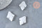 Pendentif feuille verre blanc, 26mm ,pendentif verre , x1 (G6821)