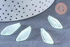Pendentif feuille verre vert clair 25.5mm ,pendentif verre pour création bijoux,x 10 G6568