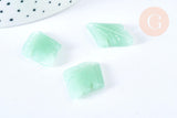 Pendentif feuille verre vert imitation jade 26mm, un pendentif feuille verre créations de bijoux,x1 G6954