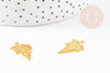Pendentif feuilles laiton doré 18K 23mm,breloque laiton feuille arbre, x5 (G3568)