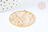 Pendentif filigrane rond vagues acier inoxydable 201 doré 39mm, création bijoux acier inoxydable, x1 G7255