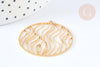 Pendentif filigrane rond vagues acier inoxydable 201 doré 39mm, création bijoux acier inoxydable, x1 G7255
