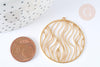 Pendentif filigrane rond vagues acier inoxydable 201 doré 39mm, création bijoux acier inoxydable, x1 G7255