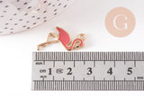 Pendentif flamant rose zamac doré,création de bijoux dorés sur le thème des oiseaux,26mm, x 10 G5472