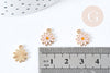 Pendentif fleur Marguerite rose doré émaillé zamac doré 13mm,création bijoux, pendentif doré, x5 G8612