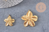 Pendentif fleur acier 304 inoxydable doré PVD percée 24mm /35mm, x1 (G10751)