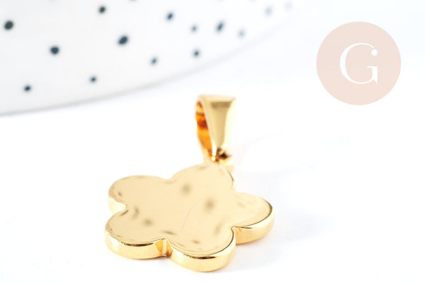 Pendentif fleur acier 304 inoxydable doré à graver 23mm, x1 (G8719)