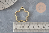 Pendentif fleur acier 304 inoxydable doré sans fond 22.5mm, x1 (G11247)