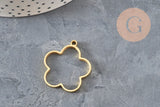 Pendentif fleur acier 304 inoxydable doré sans fond 22.5mm, x1 (G11247)