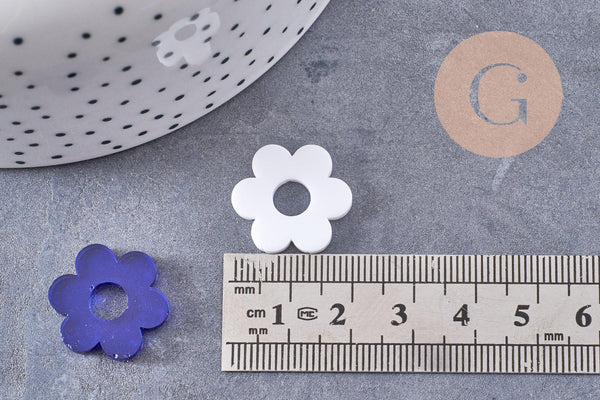Pendentif fleur acrylique 20mm, x4 (G10271)